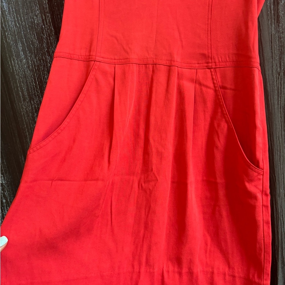 Theory Adelize Habitat‎ Notch V Engine Red Dress Size 6 - Picture 8 of 11